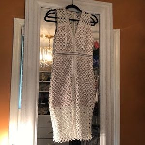 Boutique white lace Pencil Midi Dress